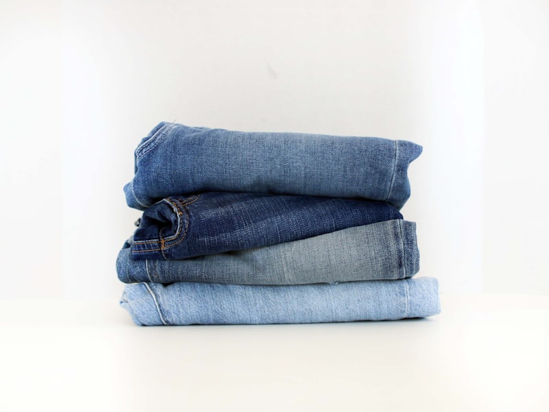 Folded denim jeans stacked