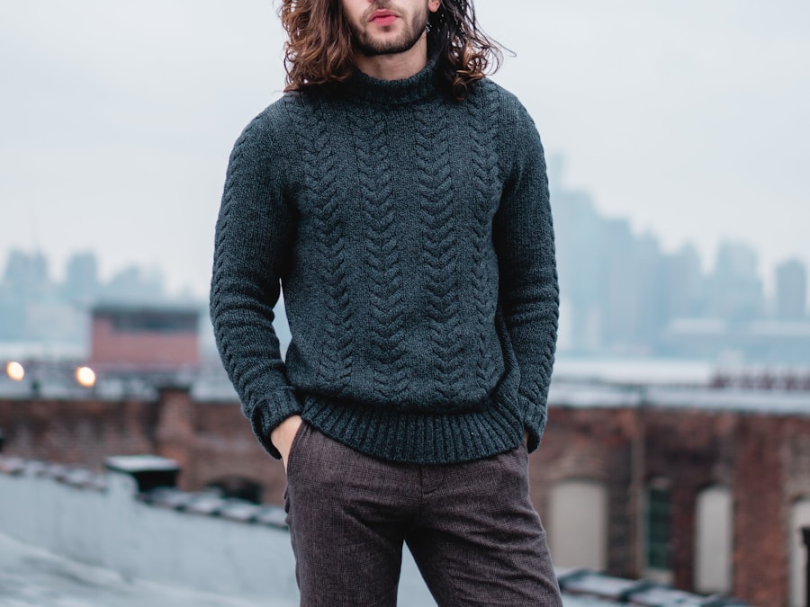 A cable-knit jumper