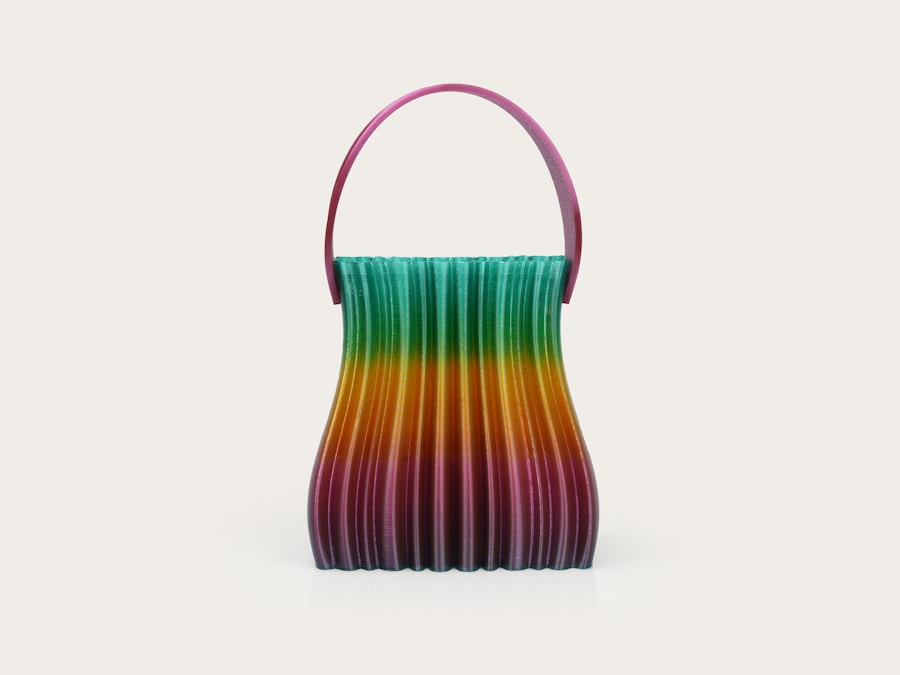 A colourful sculptural statement bag