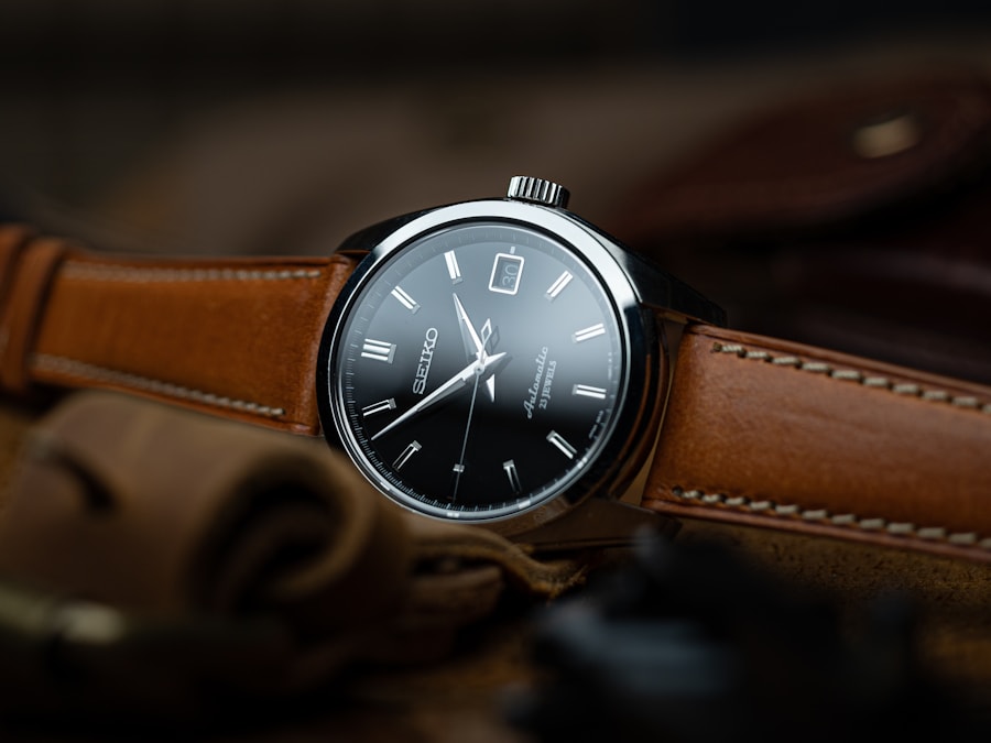 A classic watch on a leather strap