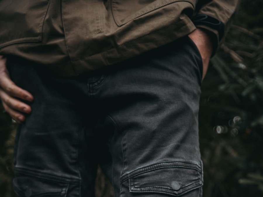 A pair of black cargo trousers
