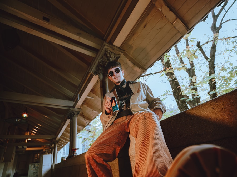 A pair of rust corduroy trousers